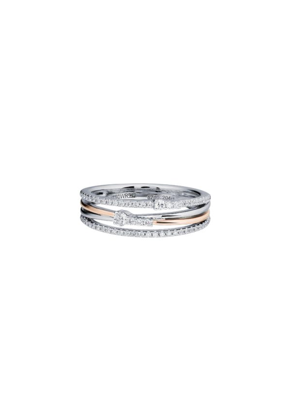 TOMEI Trio-Layered Diamond Ring, White+Rose Gold 750 Online Hot Sale