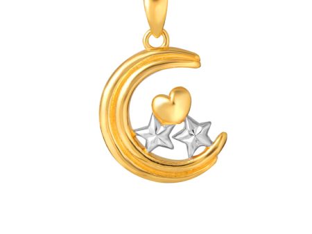 TOMEI Starry Moon Pendant, Yellow Gold 916 on Sale