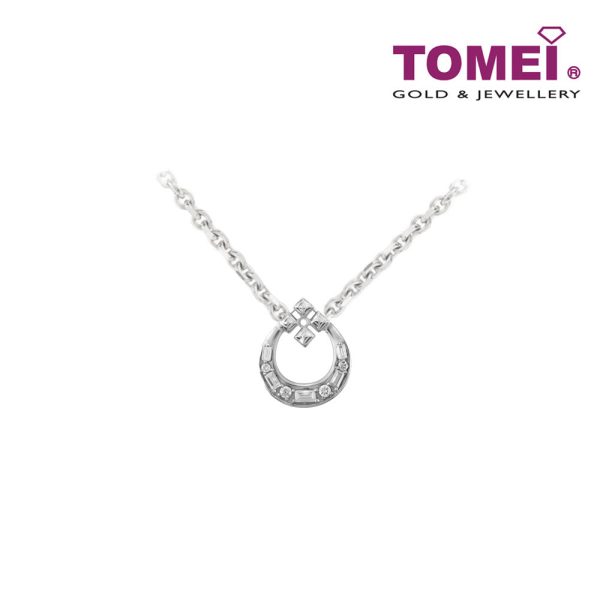 TOMEI Glittery Droplet Diamond Pendant Set, White Gold 585 (P6214) For Sale