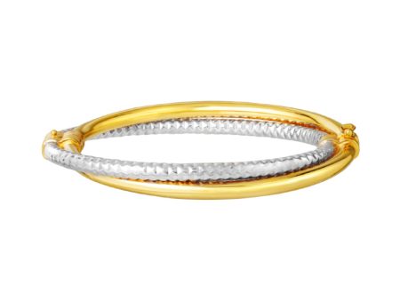 TOMEI Lusso Italia Dual-Tone Criss Cross Bangle, Yellow Gold 916 For Cheap