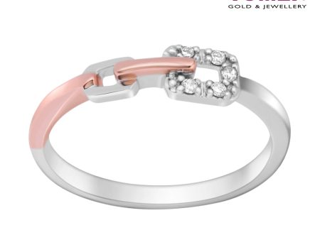 TOMEI Precious Trinity Collection Diamond Ring, White+Rose Gold 585 on Sale