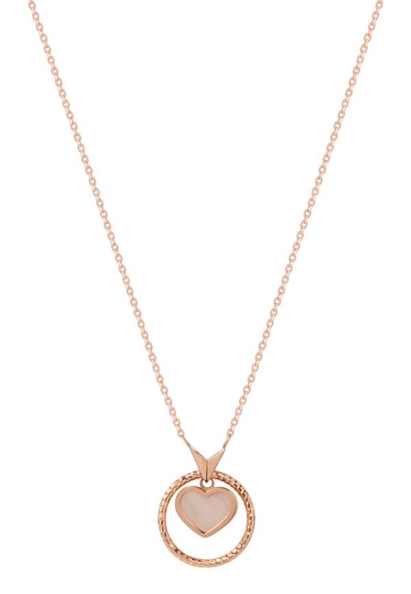 TOMEI Rouge Collection, Nacre Heart in Circle Necklace, Rose Gold 750 For Discount