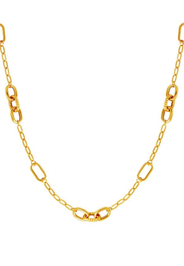 TOMEI Sculpted Trio Link Necklace, Yellow Gold 916 Online Sale