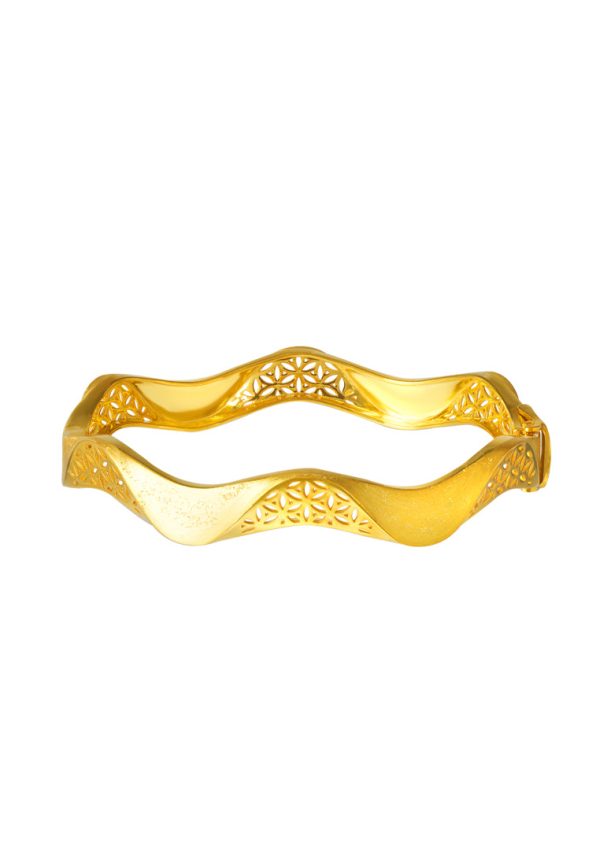 TOMEI Sri Puteri Collection Wavy Bangle, Yellow Gold 916 Online