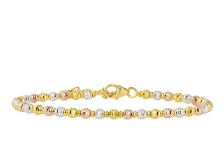 TOMEI Lusso Italia Tri-Tone Beads Bangle, Yellow Gold 916 Fashion