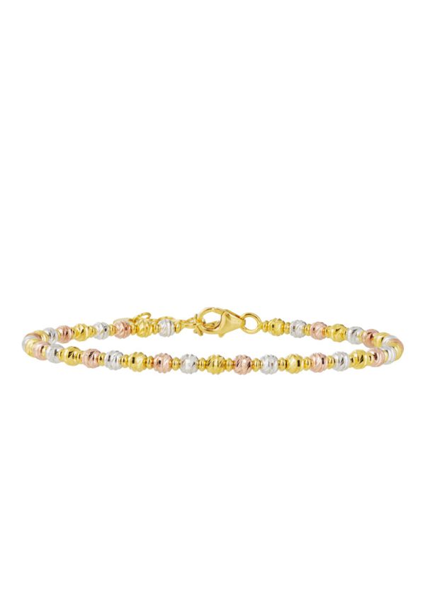 TOMEI Lusso Italia Tri-Tone Beads Bangle, Yellow Gold 916 Fashion