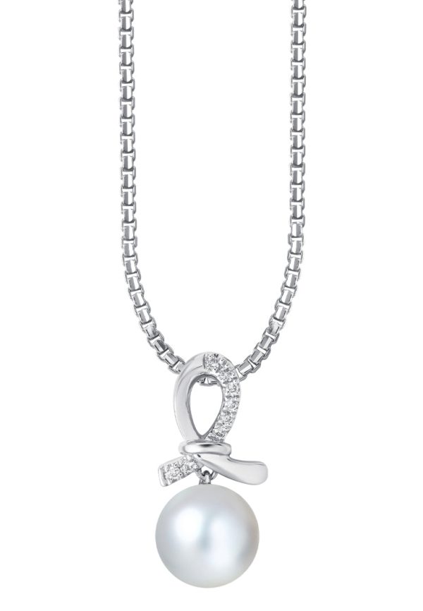 TOMEI Pearl Pendant Set, White Gold 585 Supply