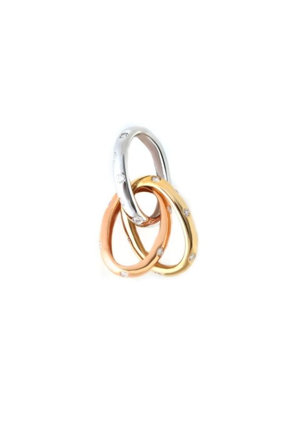 TOMEI Tri-Tone Pendant of Trebly Terrific Trio, Diamond White Gold, Rose Gold & Yellow Gold 750 (P6141) Online Sale