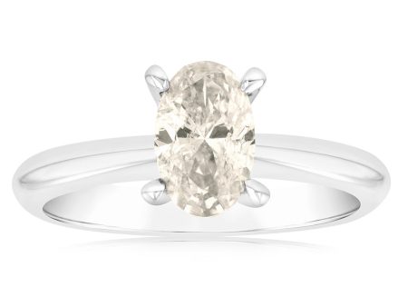 18ct White Gold Diamond Ring With 1 Carat Oval Diamond For Sale