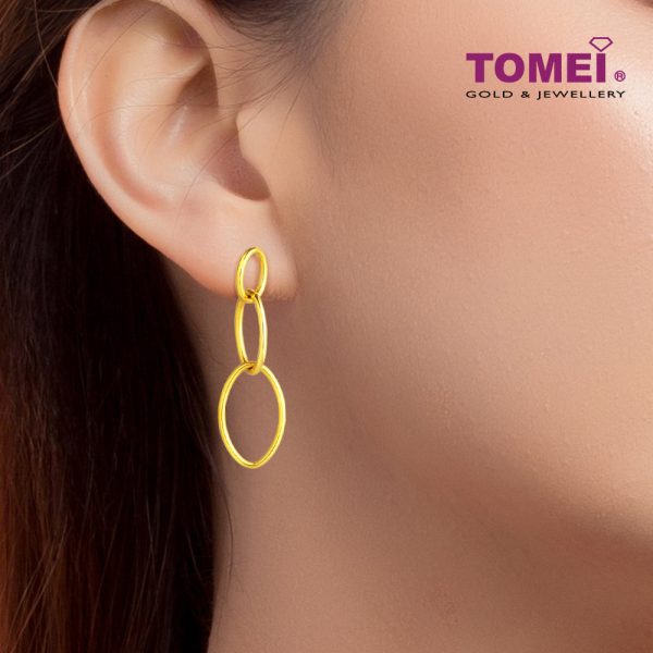 TOMEI Triple Oval Dangling Earrings, Yellow Gold 916 on Sale