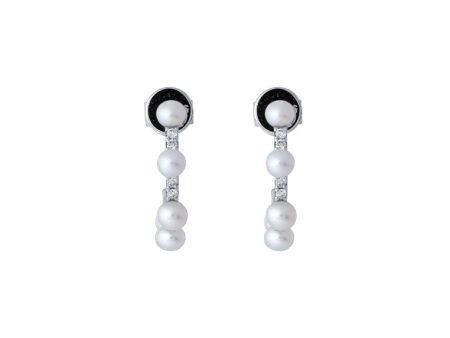 TOMEI Minimalist Pearl Earrings, White Rose Gold 750 For Cheap