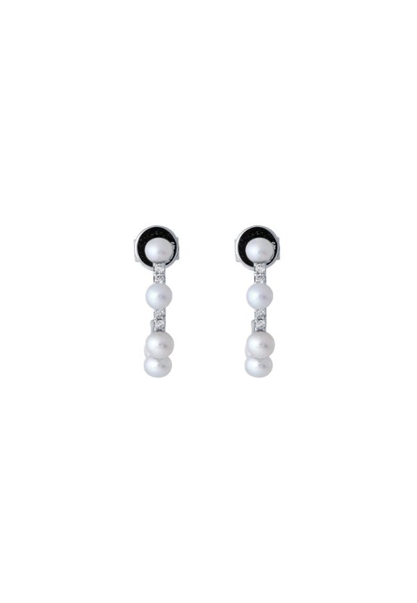 TOMEI Minimalist Pearl Earrings, White Rose Gold 750 For Cheap