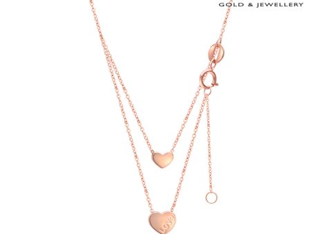 TOMEI Rouge Collection, Dwi-Love Double Layer Necklace Rose Gold 750 For Discount