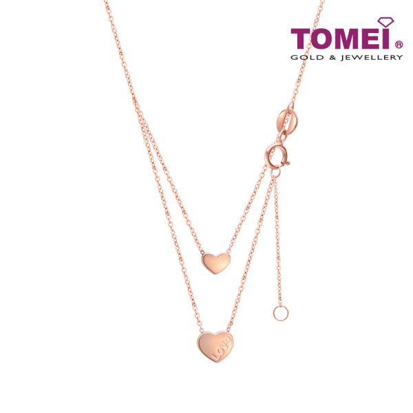 TOMEI Rouge Collection, Dwi-Love Double Layer Necklace Rose Gold 750 For Discount