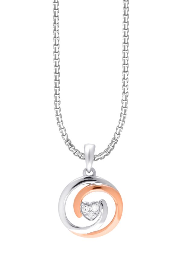 TOMEI Mesmerizing Circle Pendant Set, White+Rose Gold 585 on Sale