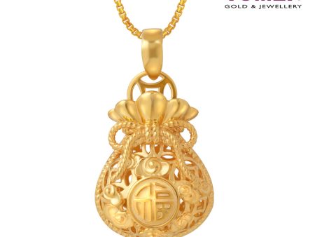 TOMEI Money Bag Pendant, Yellow Gold 916 For Discount