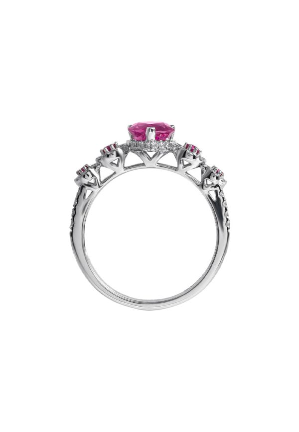 TOMEI Vibrant Ruby Ring, White Gold 750 Supply