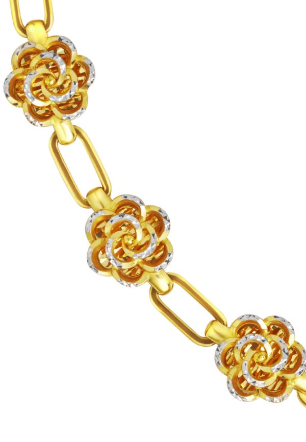 TOMEI Dual-Tone Blooming Flower Bracelet, Yellow Gold 916 Sale