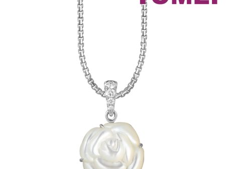 TOMEI White Rugosa Rose Pendant, White Gold 750 Hot on Sale