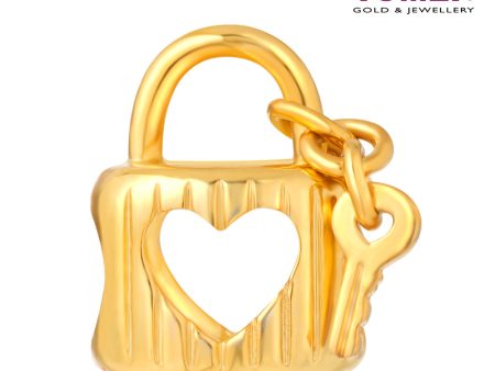 TOMEI Love Lock Charm, Yellow Gold 916 Cheap