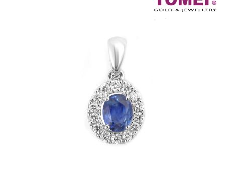 TOMEI Regally Resplendent Sapphire Diamond Pendant, White Gold 750 Sale