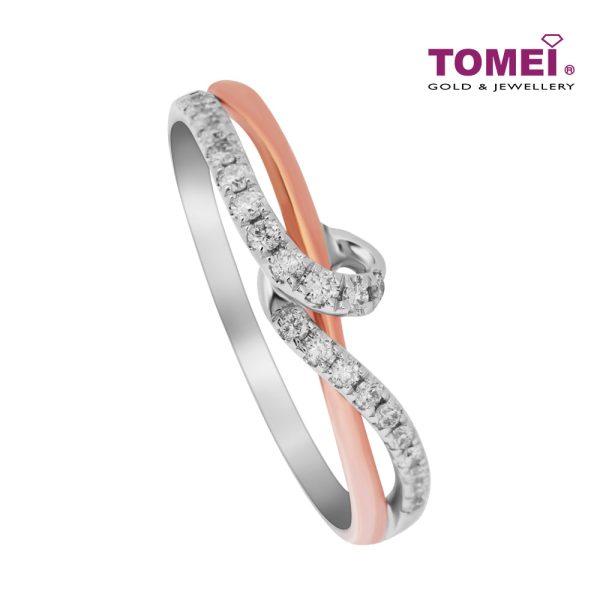 TOMEI Precious Trinity Collection Diamond Ring, White+Rose Gold 585 For Sale