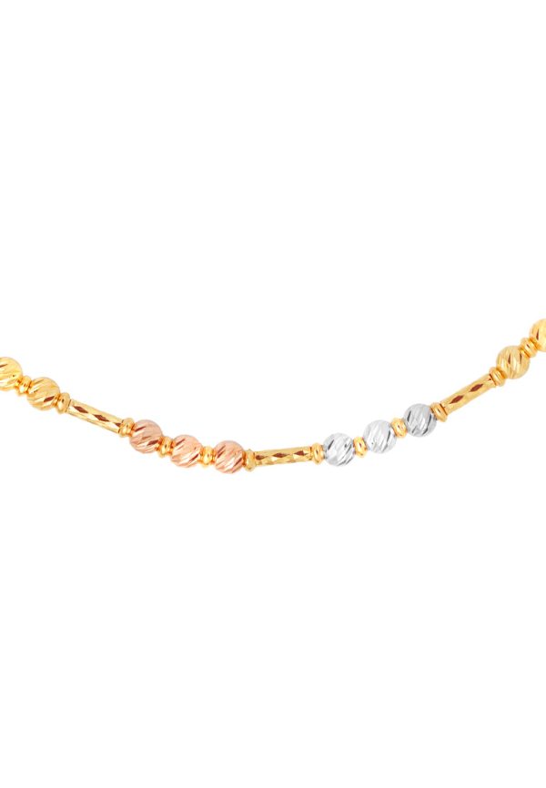 TOMEI Lusso Italia Tri-Tone Beads Necklace, Yellow Gold 916 Discount