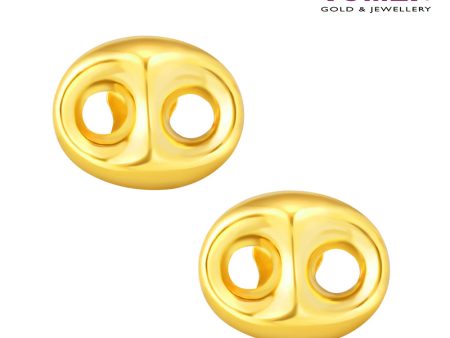 TOMEI Lusso Italia Oval Button Earrings, Yellow Gold 916 For Sale