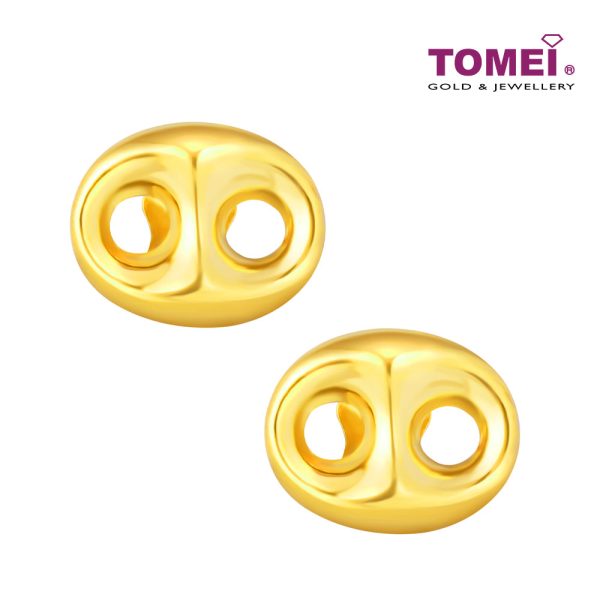 TOMEI Lusso Italia Oval Button Earrings, Yellow Gold 916 For Sale