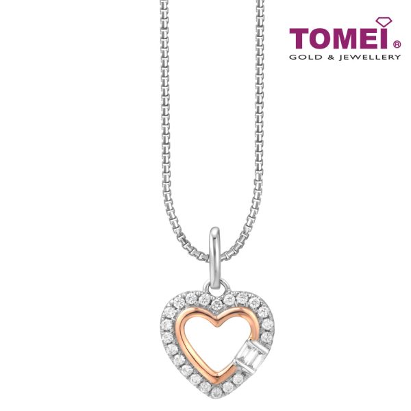 TOMEI Love Is Beautiful Collection Pendant Set, White+Rose Gold 585 Online Sale