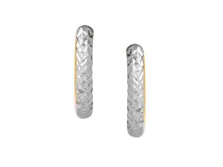 TOMEI Dual-Tone Lusso Italia Laser Hoop Earrings, Yellow Gold 916 Supply