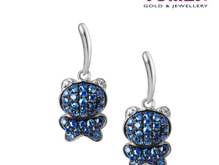 TOMEI Bear-Blue Sapphire Earrings, White Gold 750 For Discount