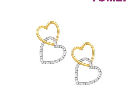 TOMEI Diamond Cut Collection Dangling Love Earrings, Yellow Gold 916 Discount