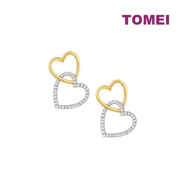 TOMEI Diamond Cut Collection Dangling Love Earrings, Yellow Gold 916 Discount