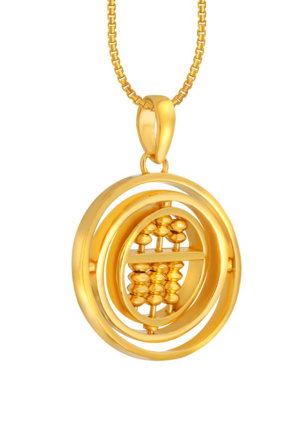 TOMEI Movable Abacus in a Circle Pendant, Yellow Gold 916 Fashion