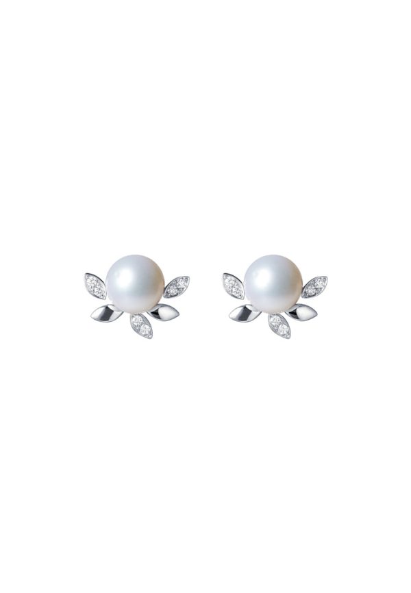 TOMEI Pearl With Diamond Earrings, White Gold 585 Online Sale