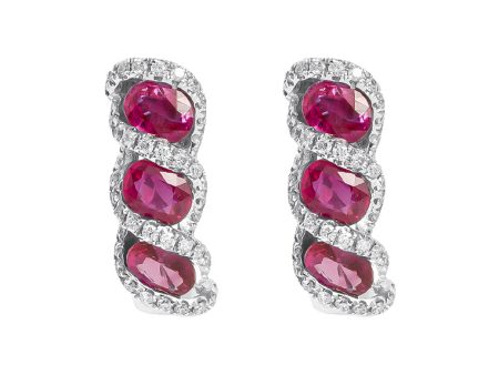 TOMEI Vibrant Ruby Earrings, White Gold 750 For Discount