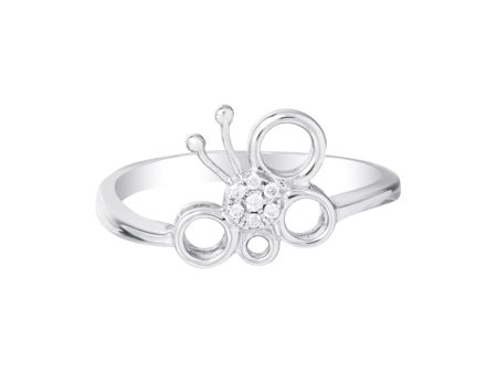 TOMEI Minimalist Butterfly Diamond Ring, White Gold 375 Sale