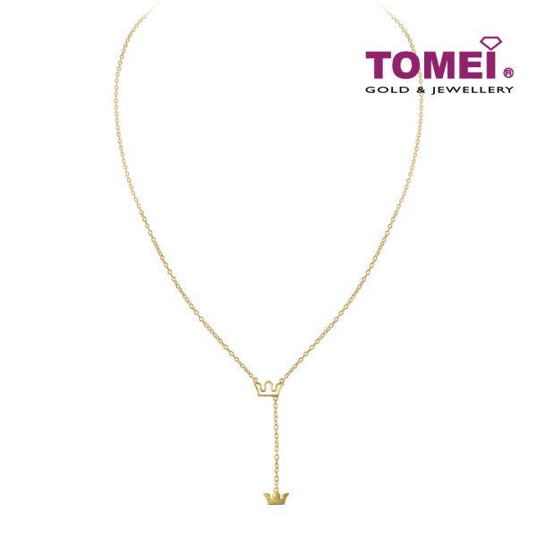 TOMEI Crown Princess Necklace, Yellow Gold 916 For Sale