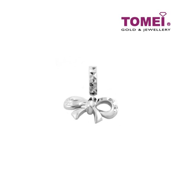 TOMEI Ribbon with Joyful Vibes Charm, White Gold 585 (P5528) Discount