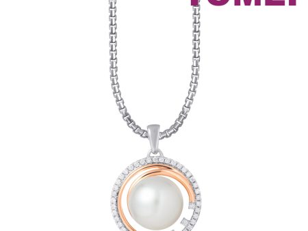 TOMEI Pearl-fection Round Pendant, White+Rose Gold 750 Cheap