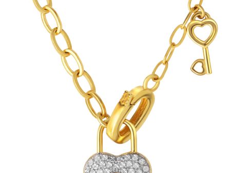 TOMEI Diamond Cut Collection Love Lock Necklace, Yellow Gold 916 For Discount