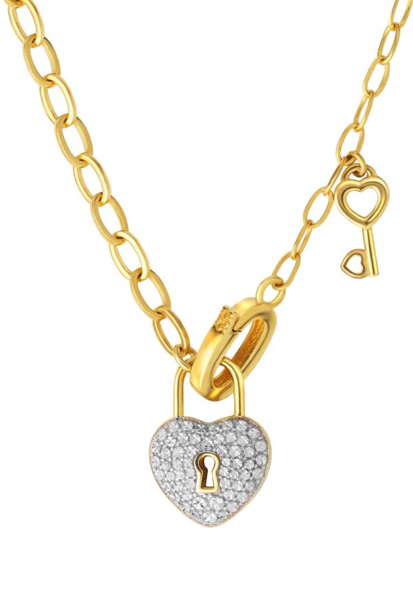 TOMEI Diamond Cut Collection Love Lock Necklace, Yellow Gold 916 For Discount