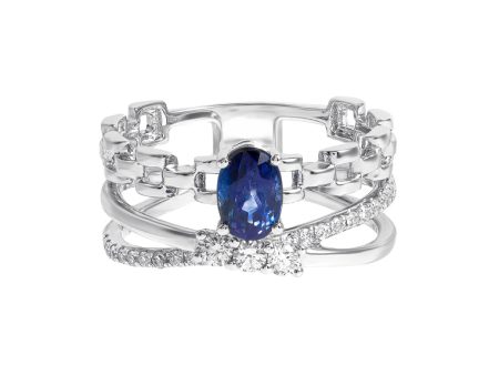 TOMEI Blue Sapphire Ring, White Gold 750 Discount