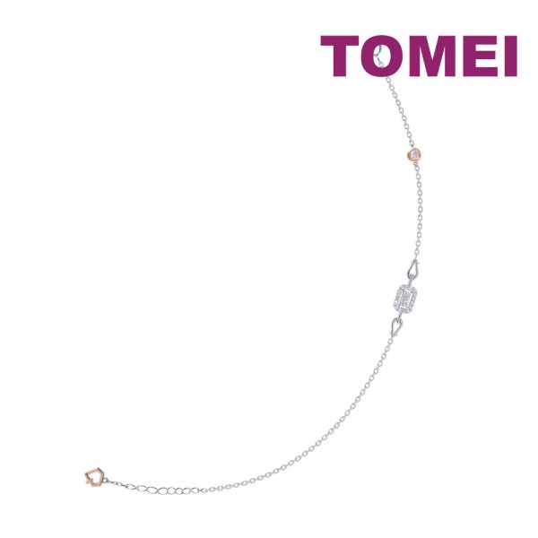 TOMEI Radiant Glowing Dainty Bracelet, White+Rose Gold 585 Online Hot Sale