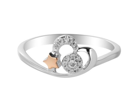 TOMEI Little Star Collection Diamond Ring, White+Rose Gold 375 Cheap