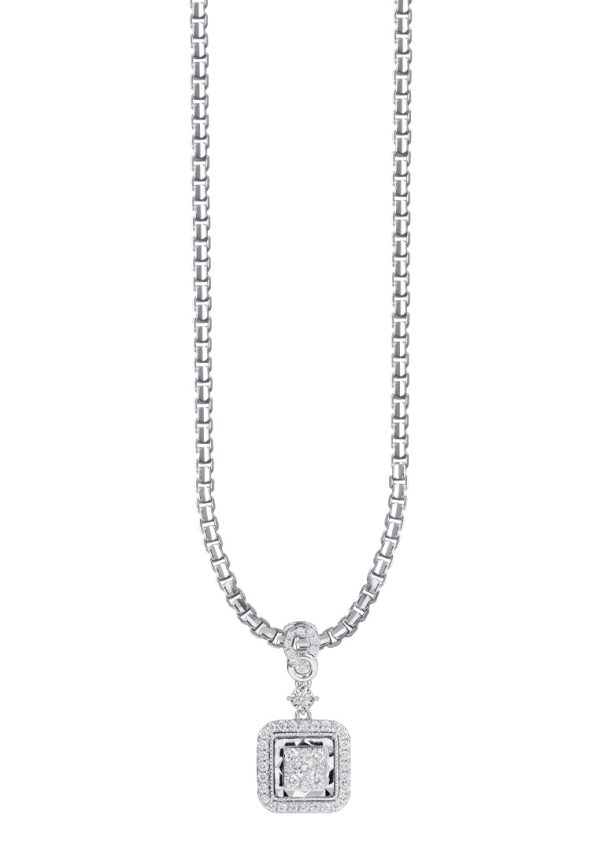 TOMEI Squarish Diamond Pendant, White Gold 750 Supply