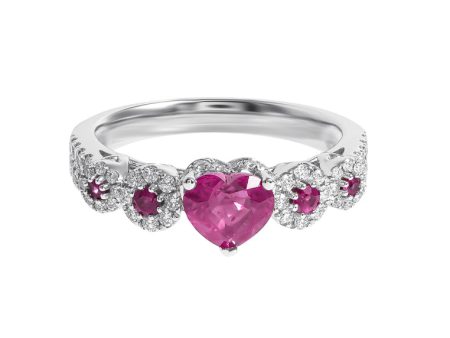 TOMEI Vibrant Ruby Ring, White Gold 750 Supply