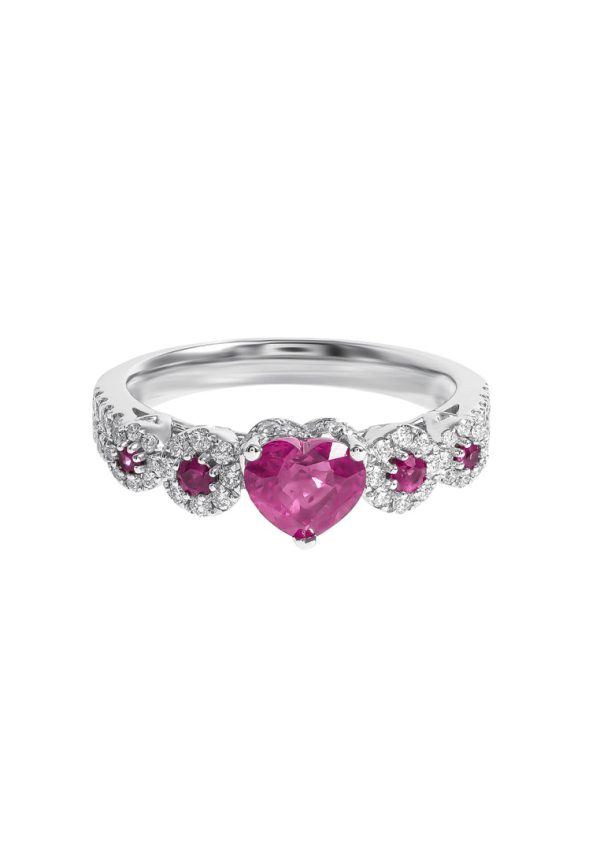 TOMEI Vibrant Ruby Ring, White Gold 750 Supply