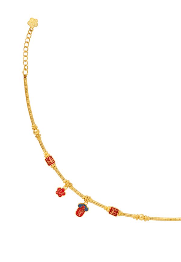 TOMEI x XIFU Vintage Charm In Red Bracelet, Yellow Gold 999 Discount